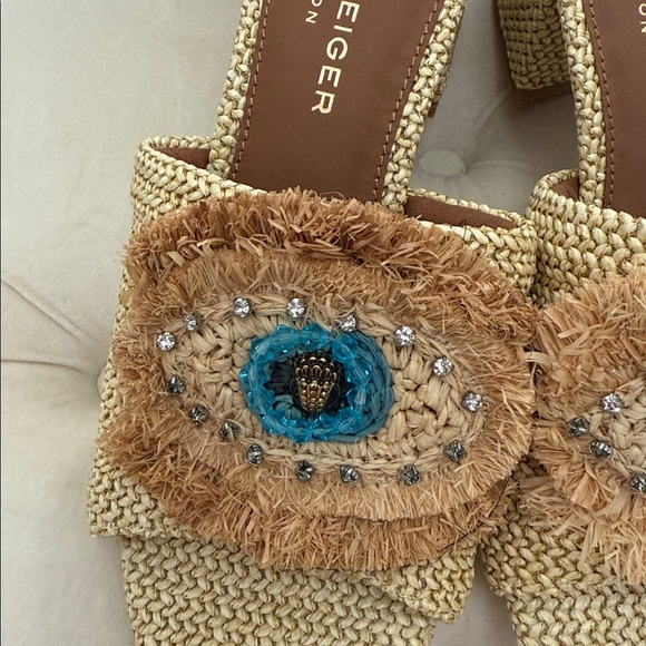 Kurt Geiger NWT Olive & Beige Block Heel Women’s Occasion Shoes Size 8 - Picture 9 of 14